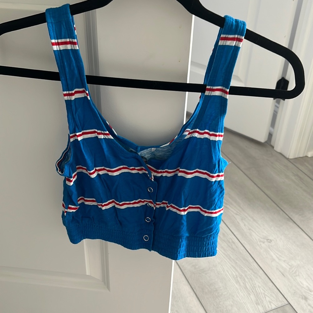 Red/Blue/White Button Tank